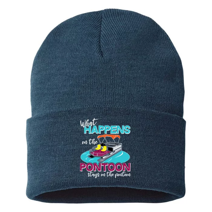 What Happens On The Pontoon Stays On The Pontoon Sustainable Knit Beanie