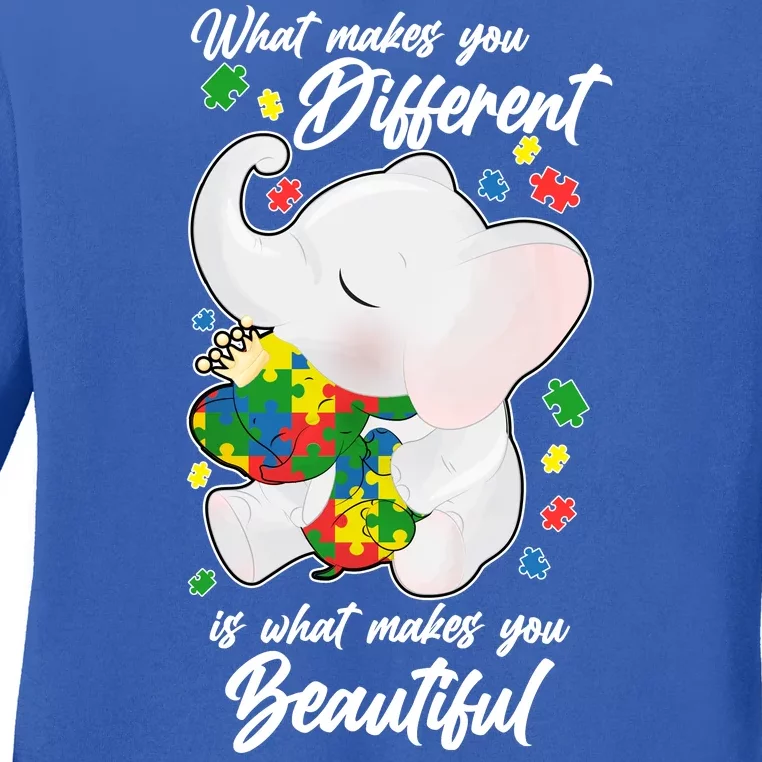 What Makes You Different Is What Makes You Beautiful Autism Ladies Long Sleeve Shirt