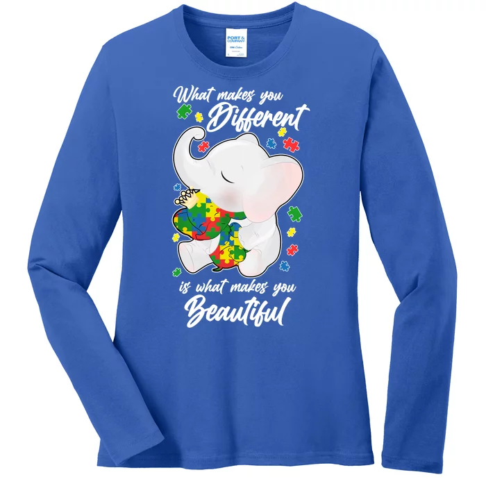 What Makes You Different Is What Makes You Beautiful Autism Ladies Long Sleeve Shirt