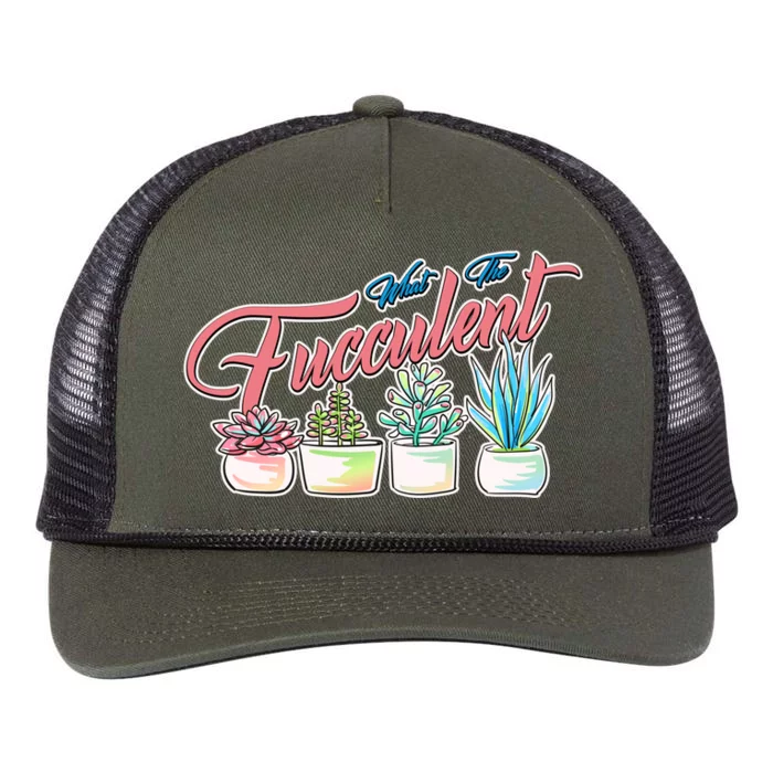 What the Fucculent Succulent Fanatic Plant Collector Retro Rope Trucker Hat Cap