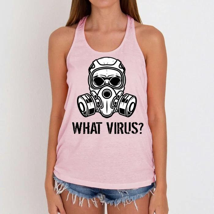 What Virus Funny Gas Mask Women's Knotted Racerback Tank