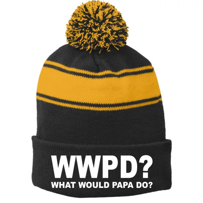 What Would Papa Do? WWPD Stripe Pom Pom Beanie