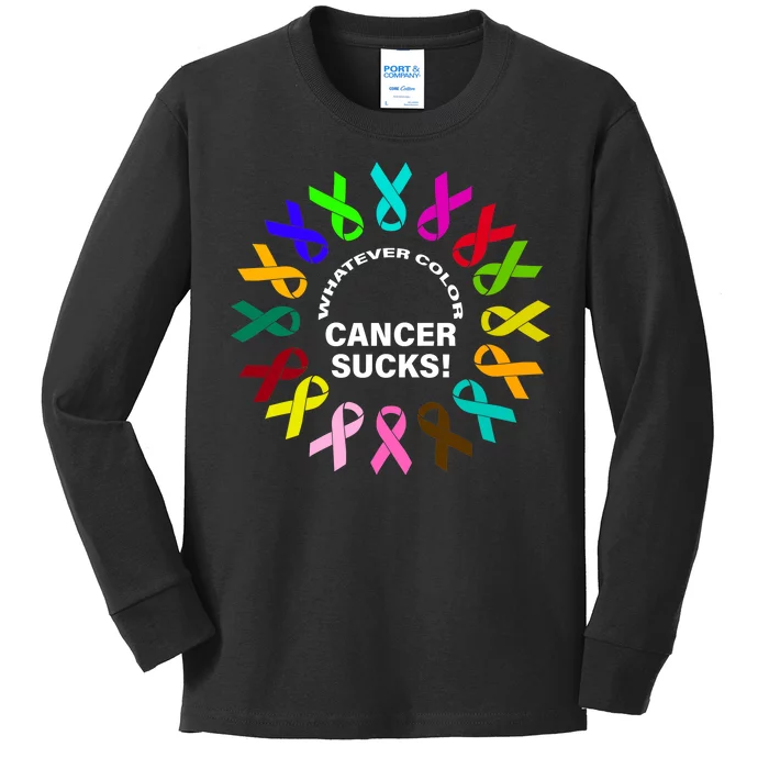 Whatever Color Cancer Sucks! Kids Long Sleeve Shirt