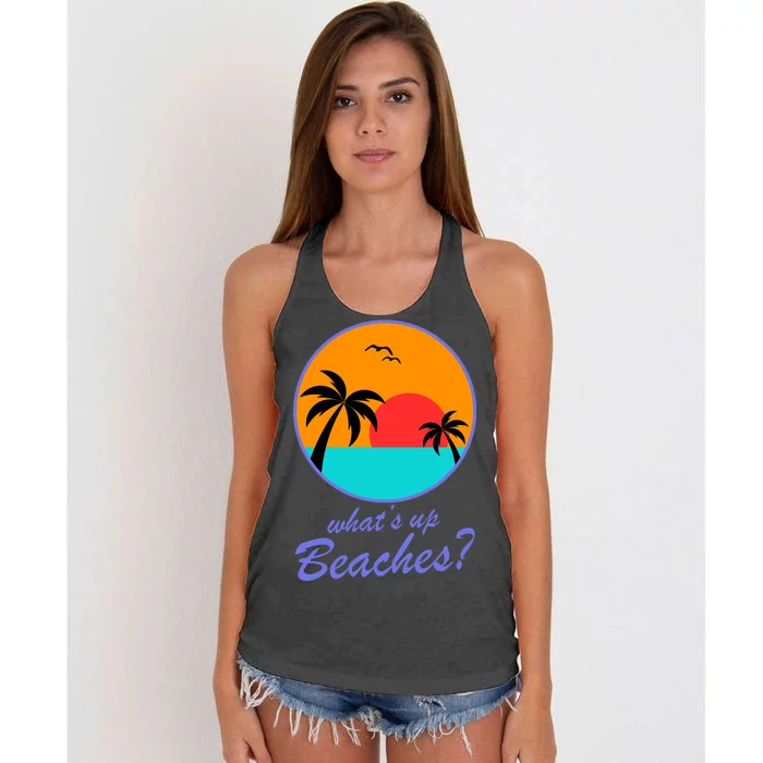 What's Up Beaches? Women's Knotted Racerback Tank