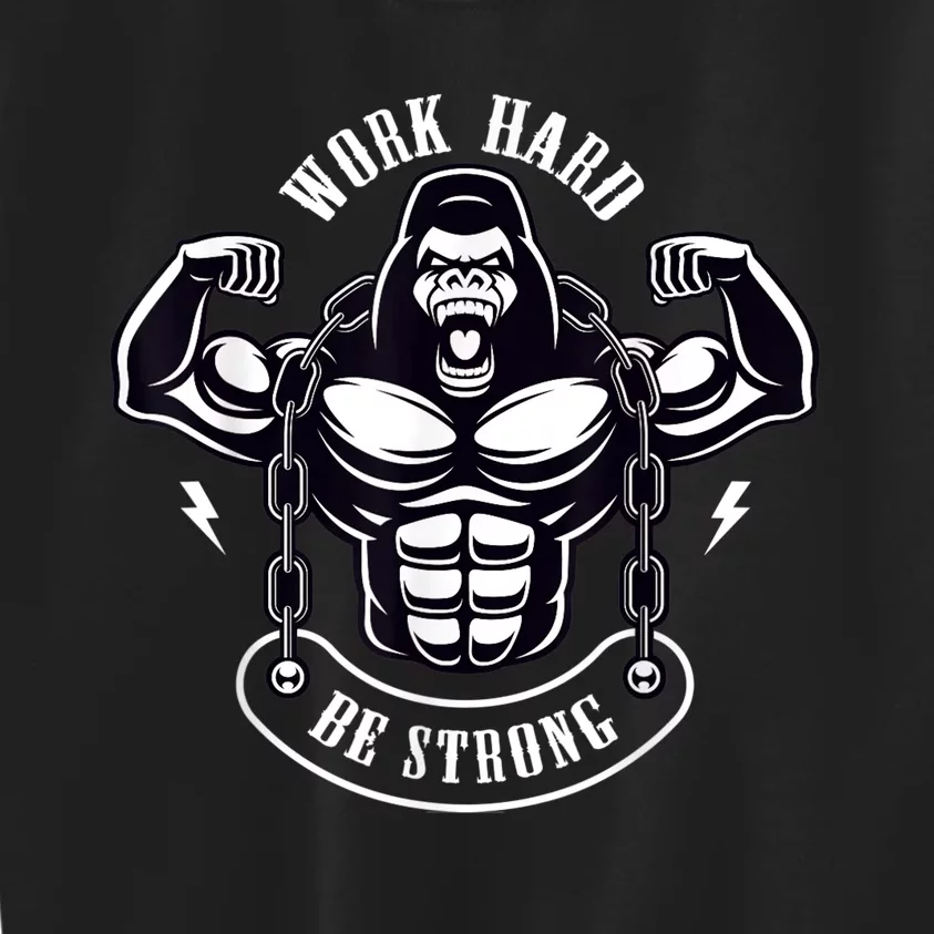 Work Hard be Strong Gorilla Silverback Monkey Ape Gift Kids Sweatshirt