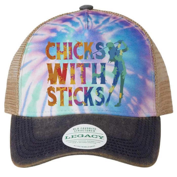 Watercolor Heart Beat Chicks With Sticks Legacy Tie Dye Trucker Hat