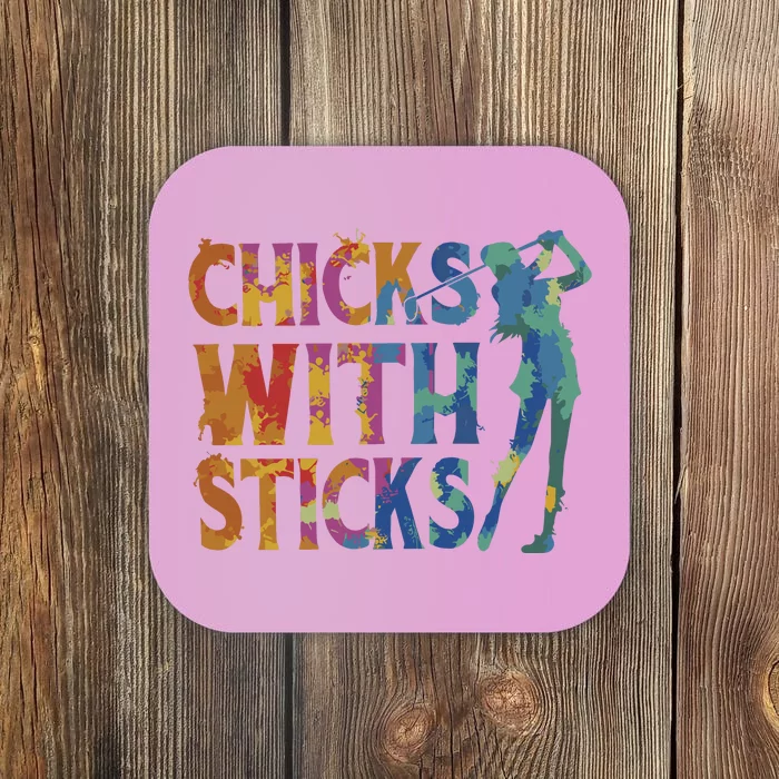 Watercolor Heart Beat Chicks With Sticks Coaster