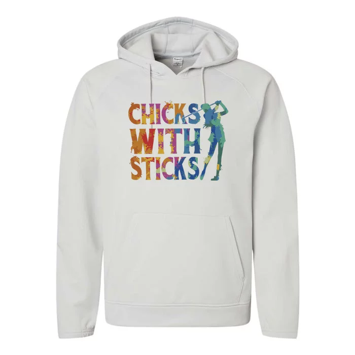 Watercolor Heart Beat Chicks With Sticks Performance Fleece Hoodie