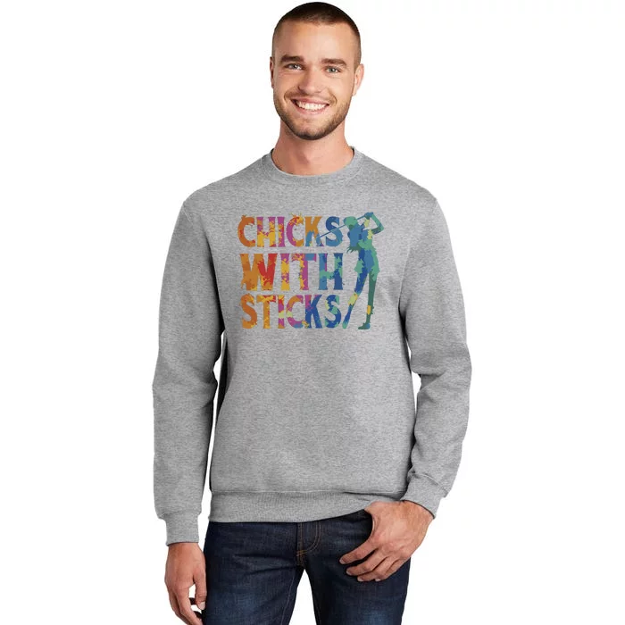 Watercolor Heart Beat Chicks With Sticks Tall Sweatshirt