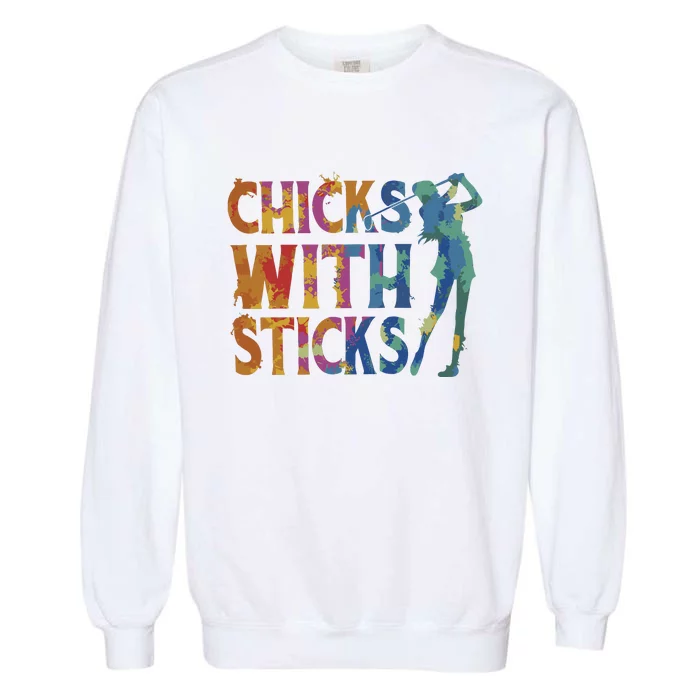 Watercolor Heart Beat Chicks With Sticks Garment-Dyed Sweatshirt