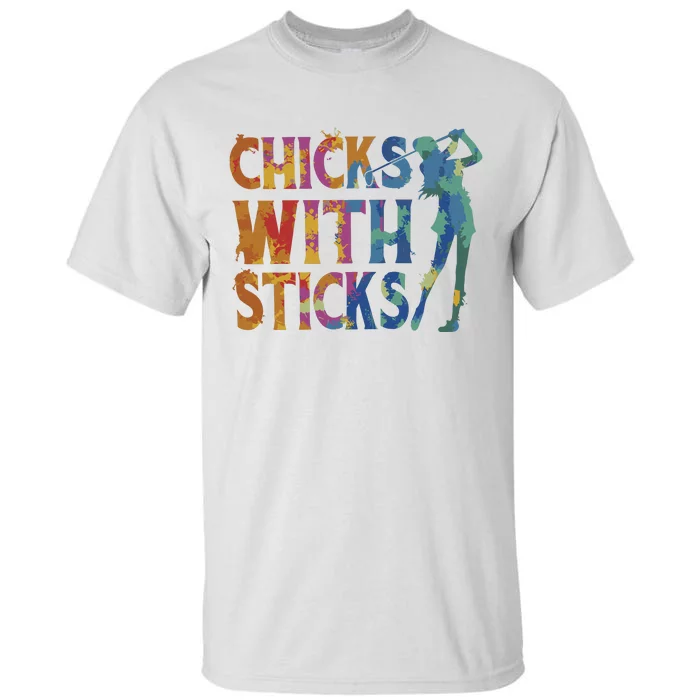 Watercolor Heart Beat Chicks With Sticks Tall T-Shirt