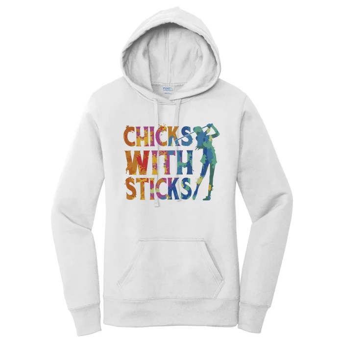 Watercolor Heart Beat Chicks With Sticks Women's Pullover Hoodie