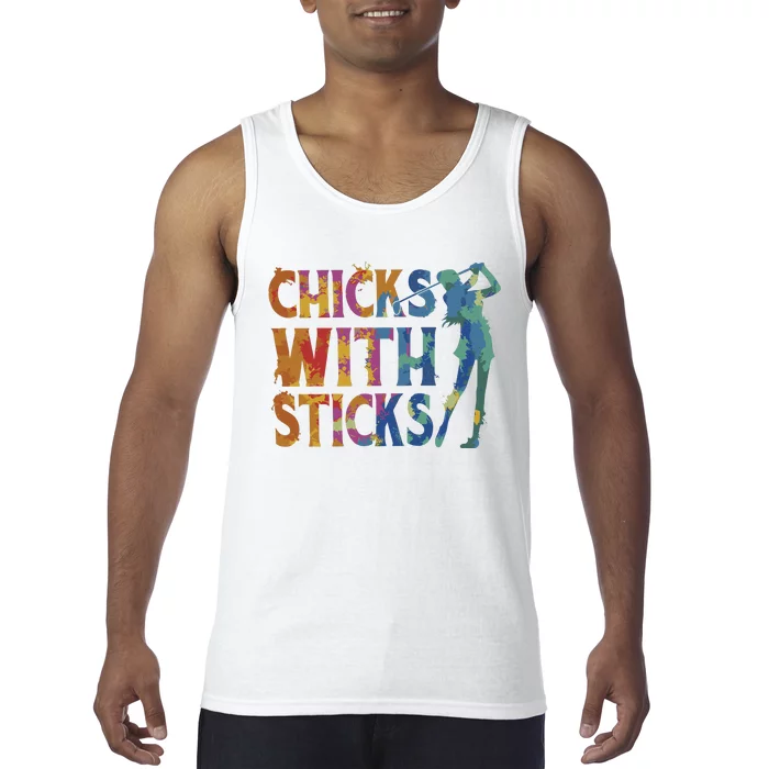 Watercolor Heart Beat Chicks With Sticks Tank Top