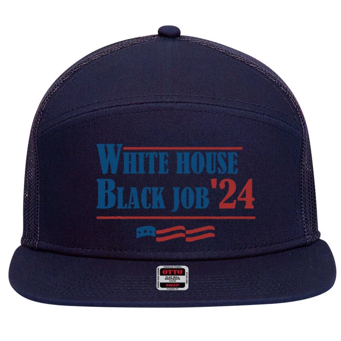 White House Black Job 2024 President Black Job 7 Panel Mesh Trucker Snapback Hat