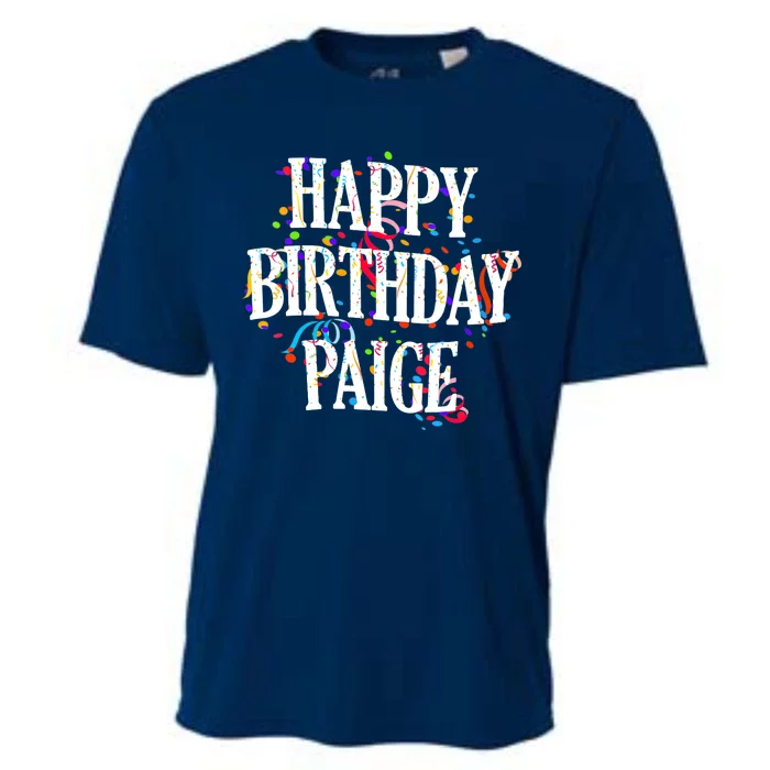 Wo Happy Birthday Paige First Name Girl Colorful Bday V-Neck Cooling Performance Crew T-Shirt