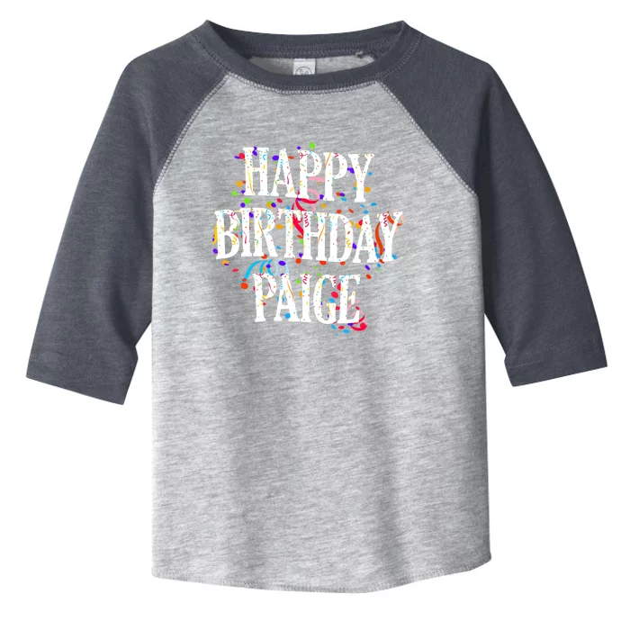 Wo Happy Birthday Paige First Name Girl Colorful Bday V-Neck Toddler Fine Jersey T-Shirt