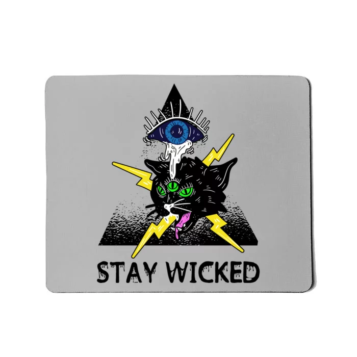 Wicked Halloween Black Cat Green All Seeing Eye Gift Mousepad