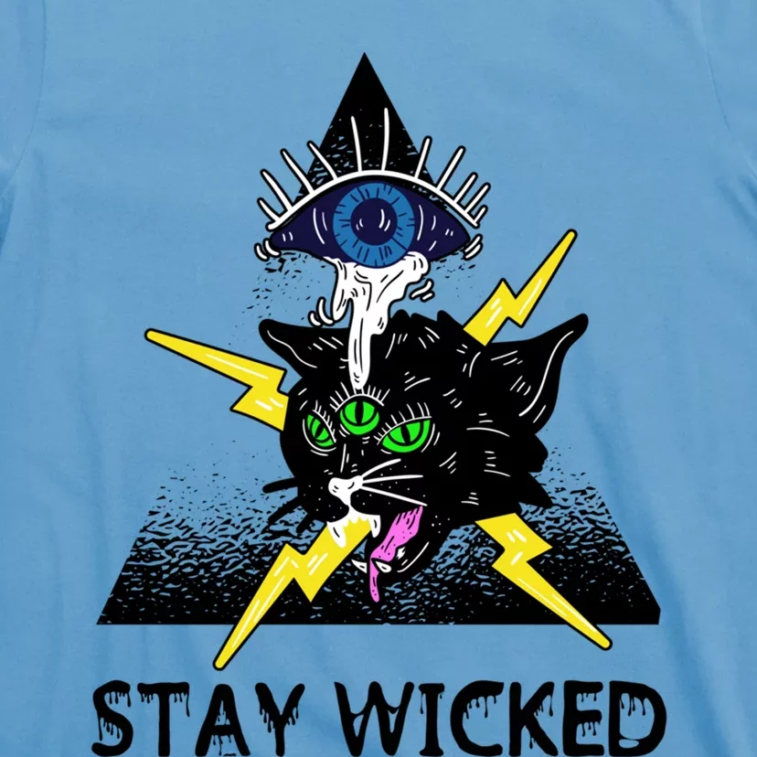 Wicked Halloween Black Cat Green All Seeing Eye Gift T-Shirt