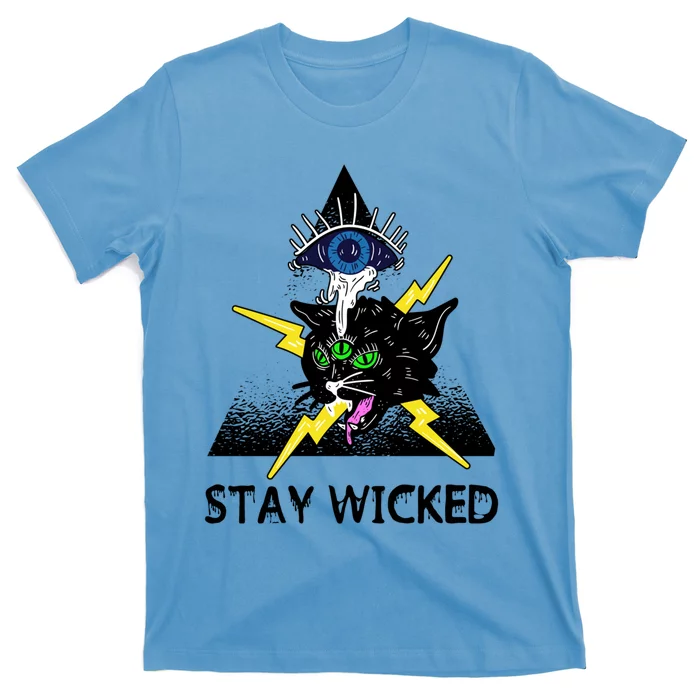 Wicked Halloween Black Cat Green All Seeing Eye Gift T-Shirt