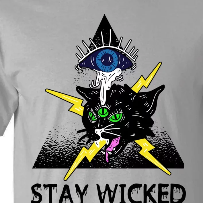 Wicked Halloween Black Cat Green All Seeing Eye Gift Tall T-Shirt