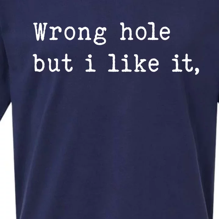 Wrong Hole But I Like It Funny Sayings Adult Humor Sueded Cloud Jersey T-Shirt