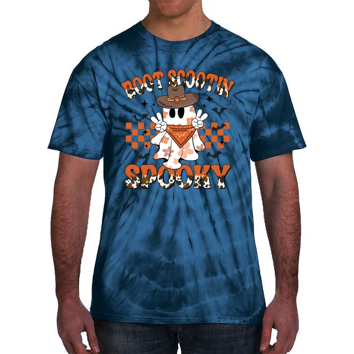 Western Halloween Boot Scoot Spooky Ghost Ghoul Tie-Dye T-Shirt