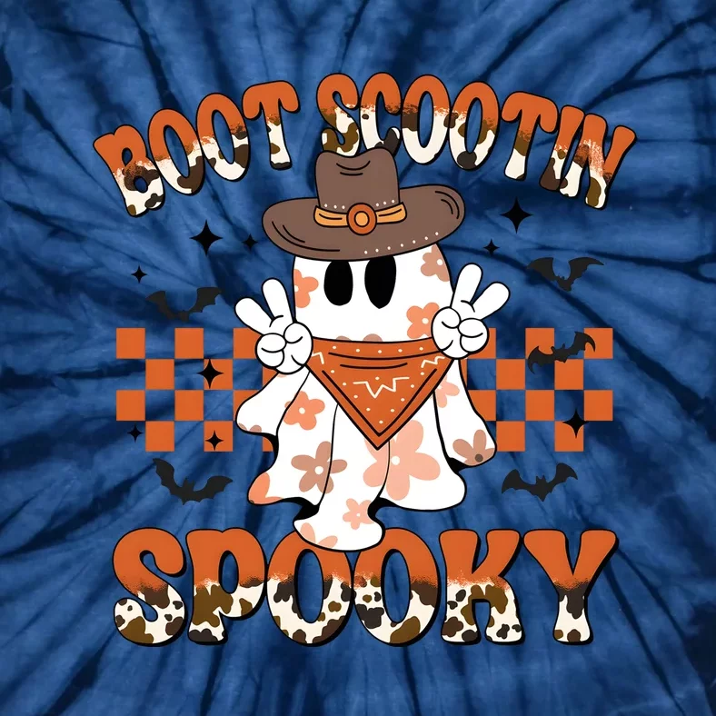 Western Halloween Boot Scoot Spooky Ghost Ghoul Tie-Dye T-Shirt