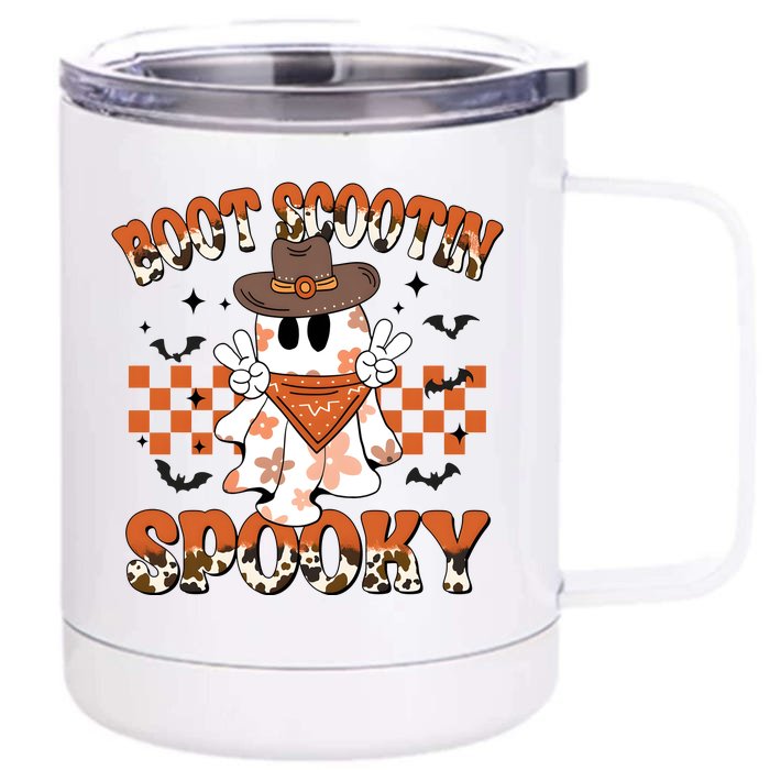 Western Halloween Boot Scoot Spooky Ghost Ghoul Front & Back 12oz Stainless Steel Tumbler Cup