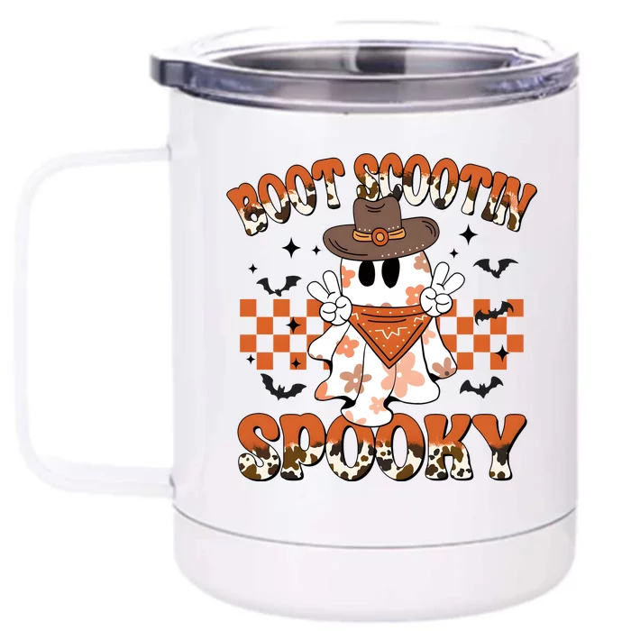 Western Halloween Boot Scoot Spooky Ghost Ghoul Front & Back 12oz Stainless Steel Tumbler Cup