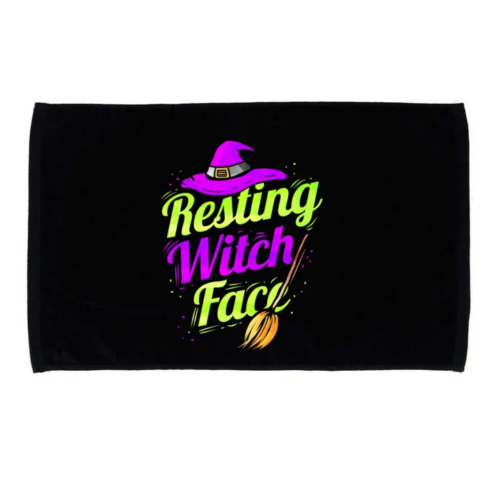 Witch Hat Broom Halloween Resting Witch Face Gift Microfiber Hand Towel