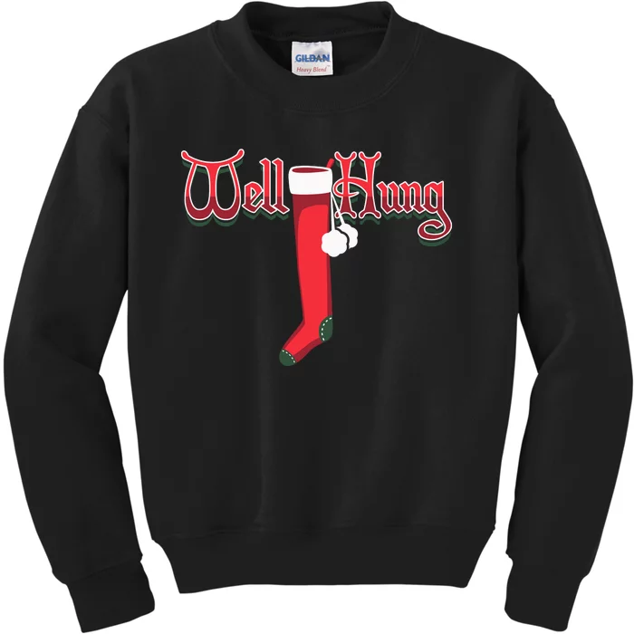 Well Hung Christmas Sock Holiday Season Kids Sweatshirt