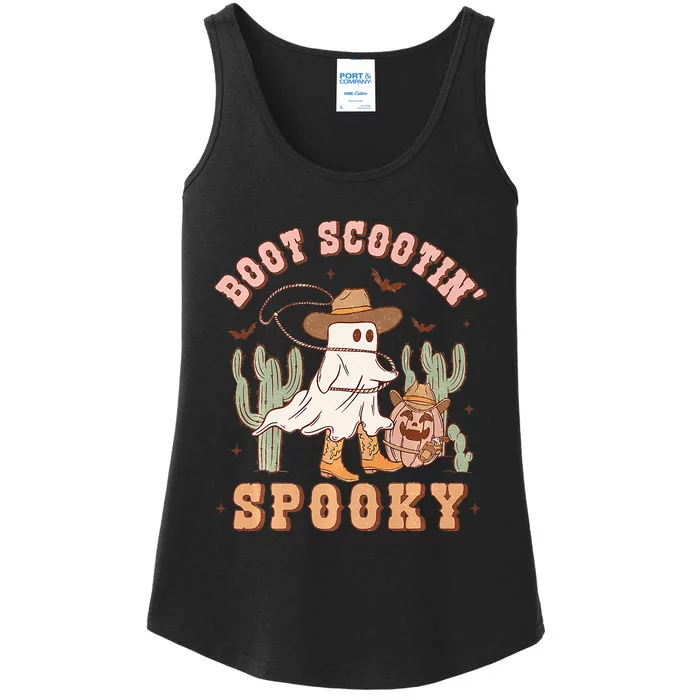 Western Halloween Cowboy Ghost Boot Scootin Spooky Ladies Essential Tank