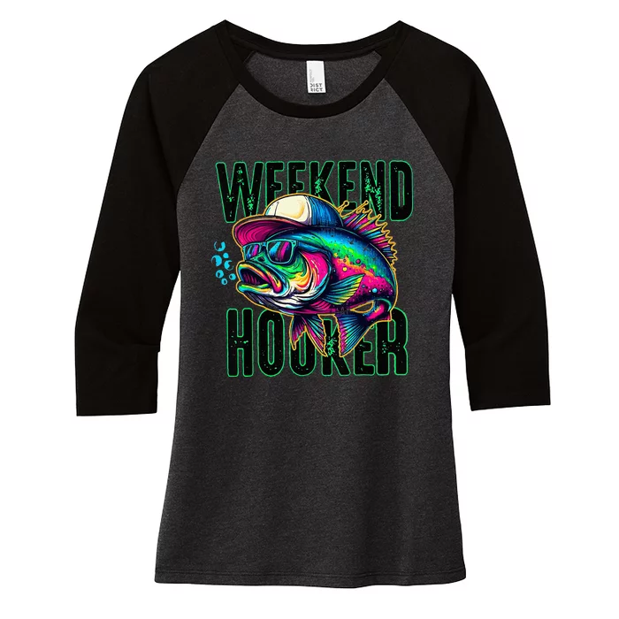 Weekend Hooker Colorful Fishing Women's Tri-Blend 3/4-Sleeve Raglan Shirt