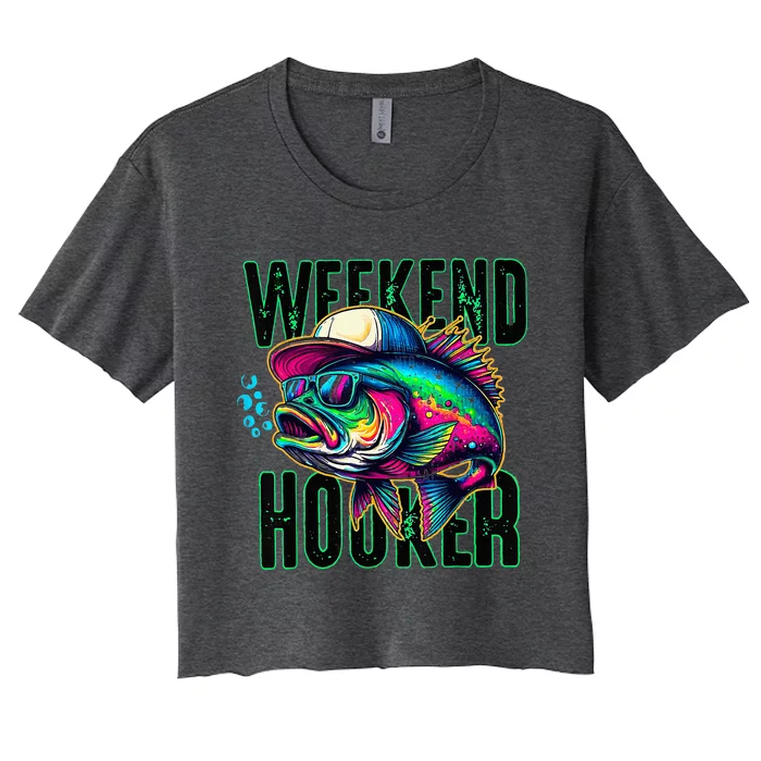 Weekend Hooker Colorful Fishing Women's Crop Top Tee