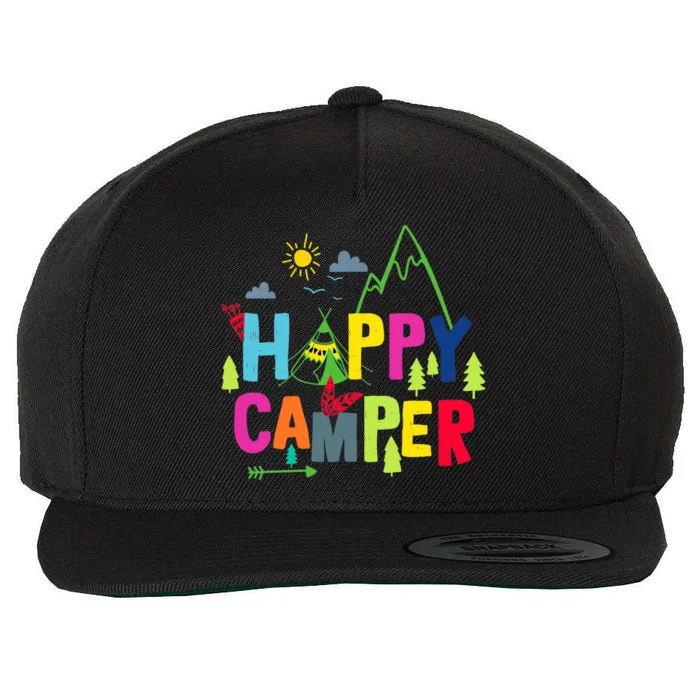 Wo Happy Camper Camping Funny Gift Wool Snapback Cap