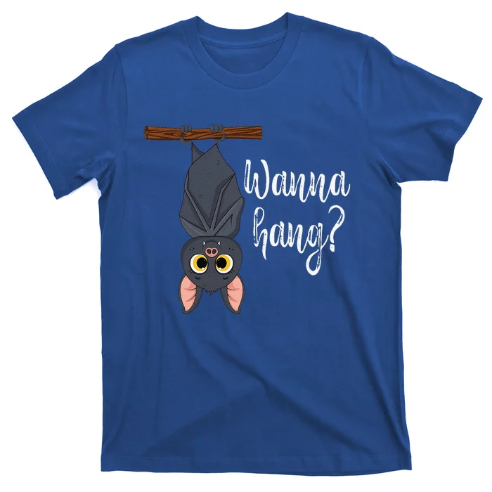 Wanna Hang Cute Funny Pun Bat Lover Halloween T-Shirt