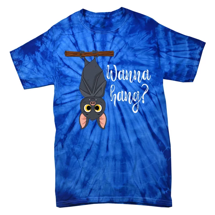 Wanna Hang Cute Funny Pun Bat Lover Halloween Tie-Dye T-Shirt