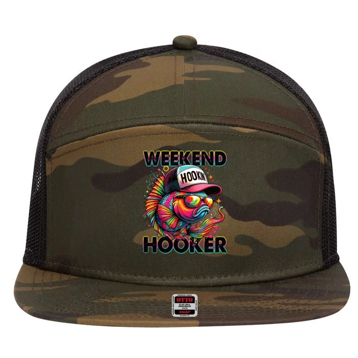 Weekend Hooker Colorful Fishing 7 Panel Mesh Trucker Snapback Hat