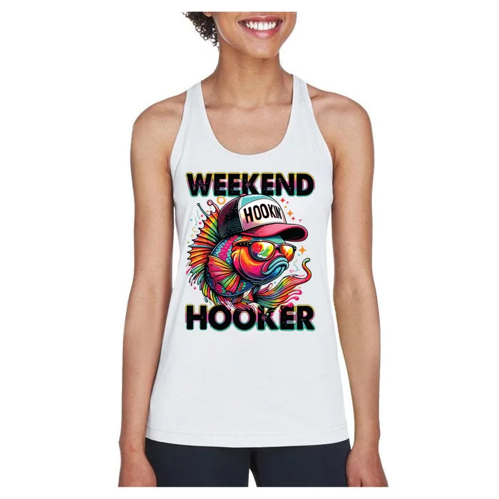 Weekend Hooker Colorful Fishing Women's Racerback Tank