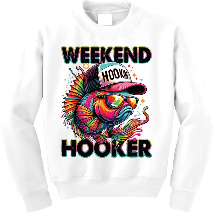 Weekend Hooker Colorful Fishing Kids Sweatshirt