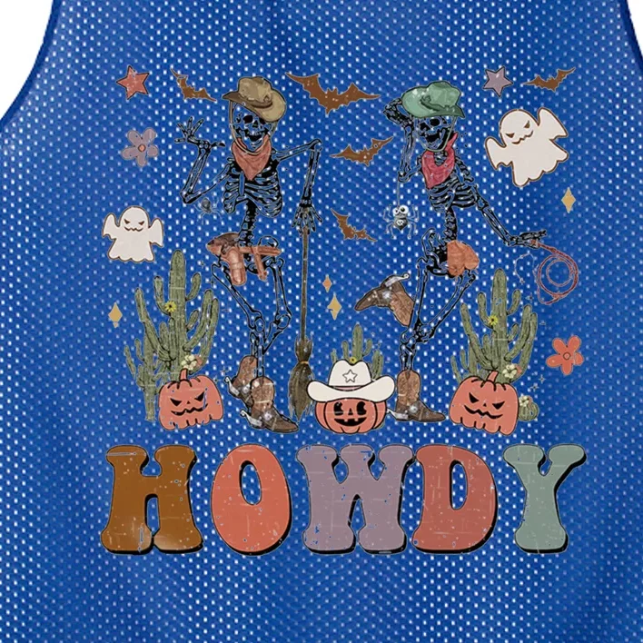 Western Halloween Cow Cow Skeleton Dancing Howdy Gift Mesh Reversible Basketball Jersey Tank