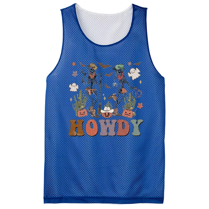 Western Halloween Cow Cow Skeleton Dancing Howdy Gift Mesh Reversible Basketball Jersey Tank