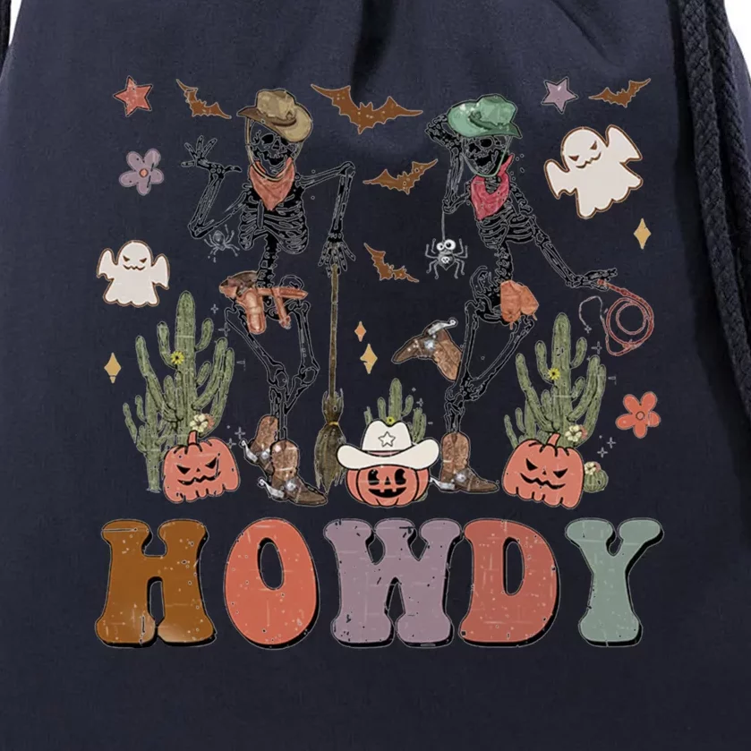 Western Halloween Cow Cow Skeleton Dancing Howdy Gift Drawstring Bag