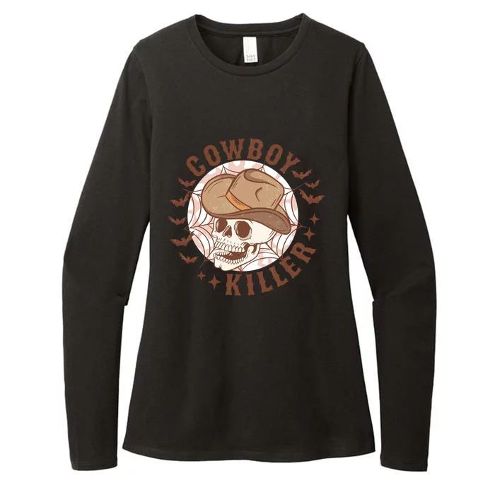 Western Halloween Cowboy Funny Skeleton Gift Womens CVC Long Sleeve Shirt