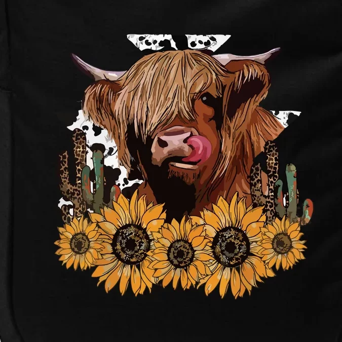 Western Highland Cow With Sunflower And Cactus Leopard Cow Impact Tech Backpack