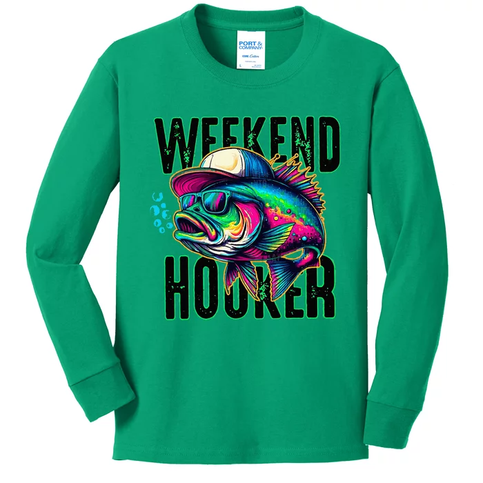 Weekend Hooker Colorful Fishing Kids Long Sleeve Shirt