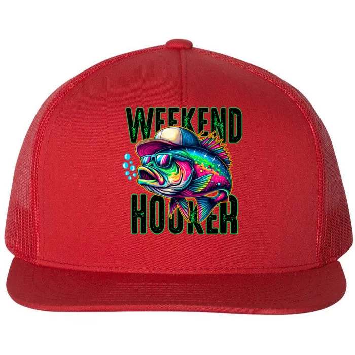 Weekend Hooker Colorful Fish Funny Father Day Love Fishing Flat Bill Trucker Hat