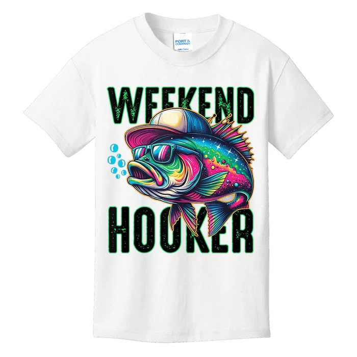 Weekend Hooker Colorful Fishing Kids T-Shirt