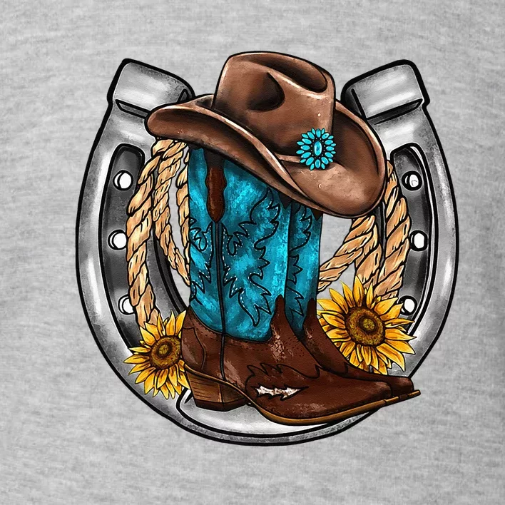 Western Horseshoe Cowboy Boots Hat Rope Sunflower Rodeo Dad Toddler Sweatshirt