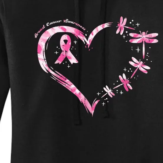 Women Heart Dragonflies Breast Cancer Awareness Gift Women's Pullover Hoodie